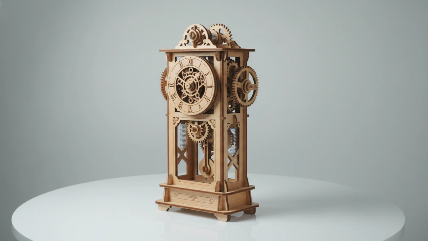 3D Mechanical Wooden Puzzle Clock