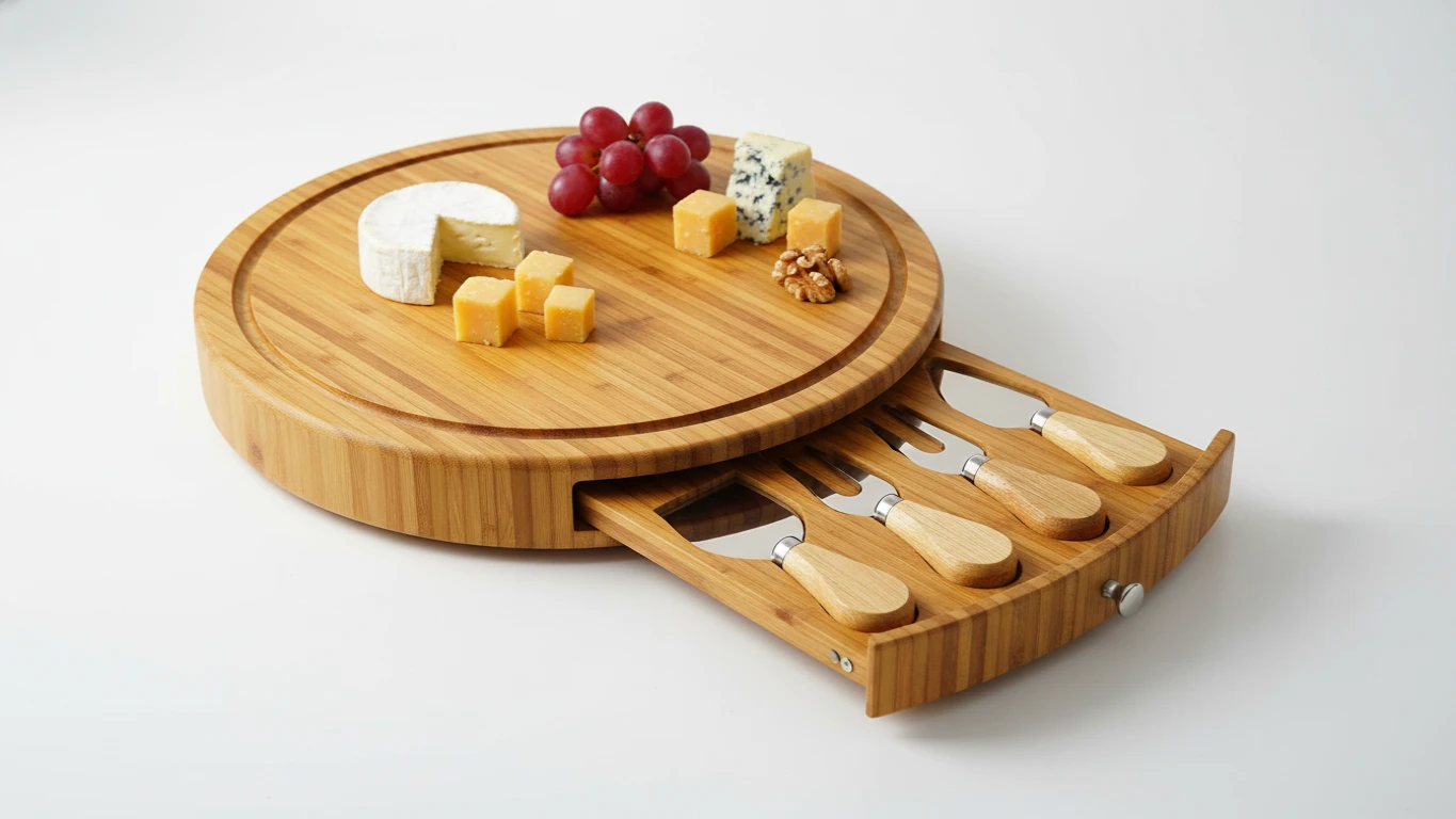 Bamboo Cheese Board and Cutlery Set