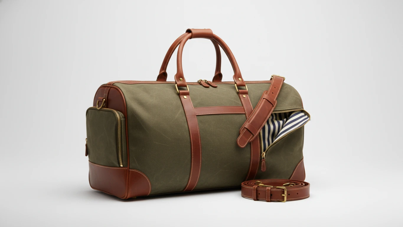 Canvas and Leather Weekend Duffle Bag