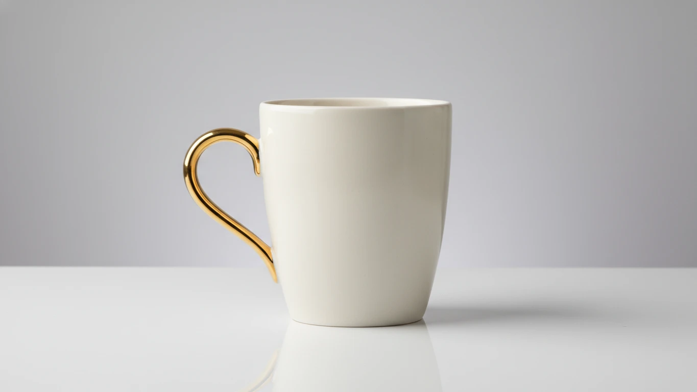 Ceramic Mug with Gold-Plated Handle