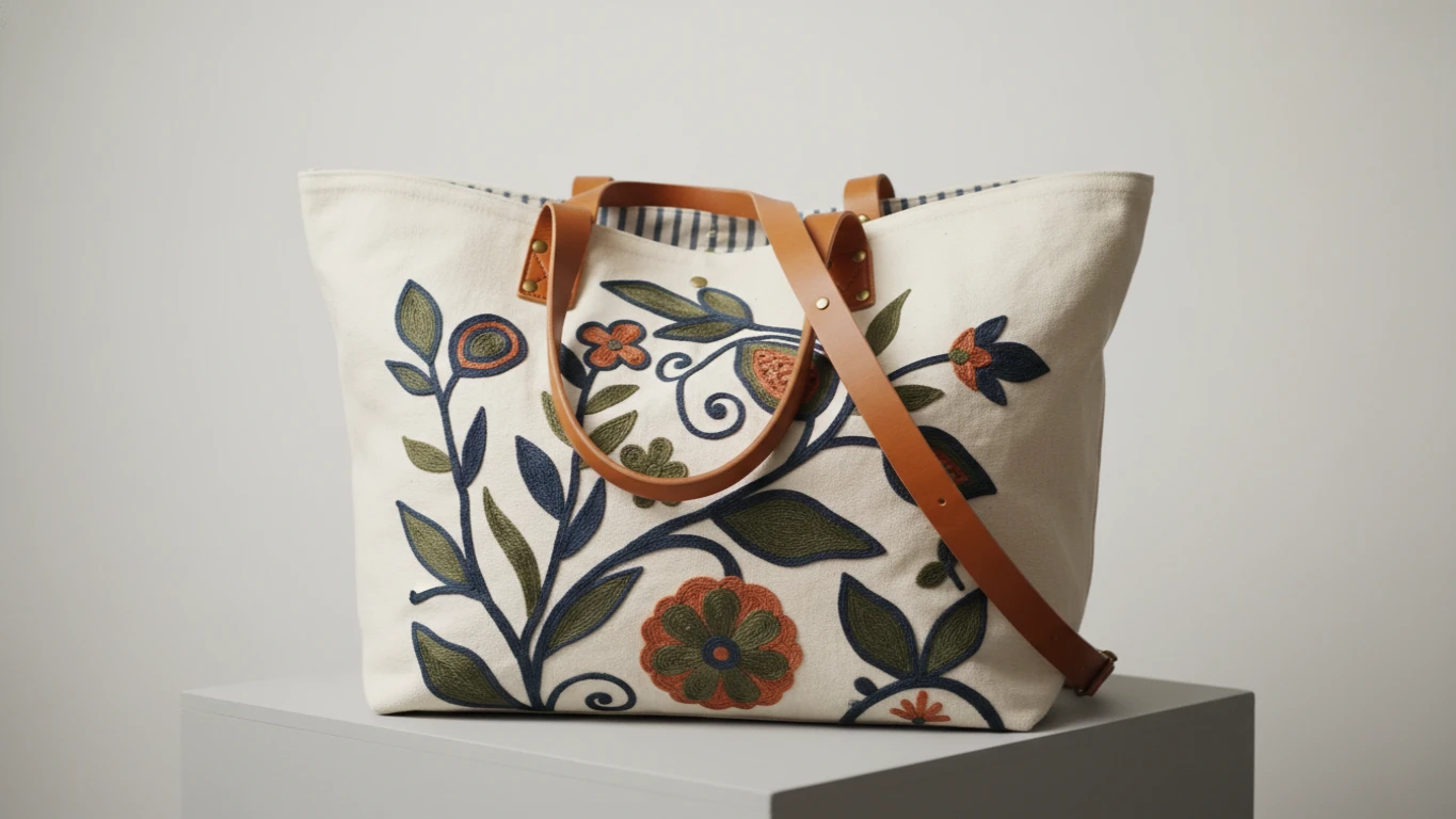 Embroidered Canvas Weekend Tote