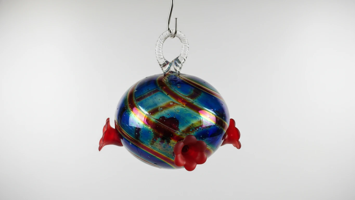 Hand-Blown Glass Hummingbird Feeder
