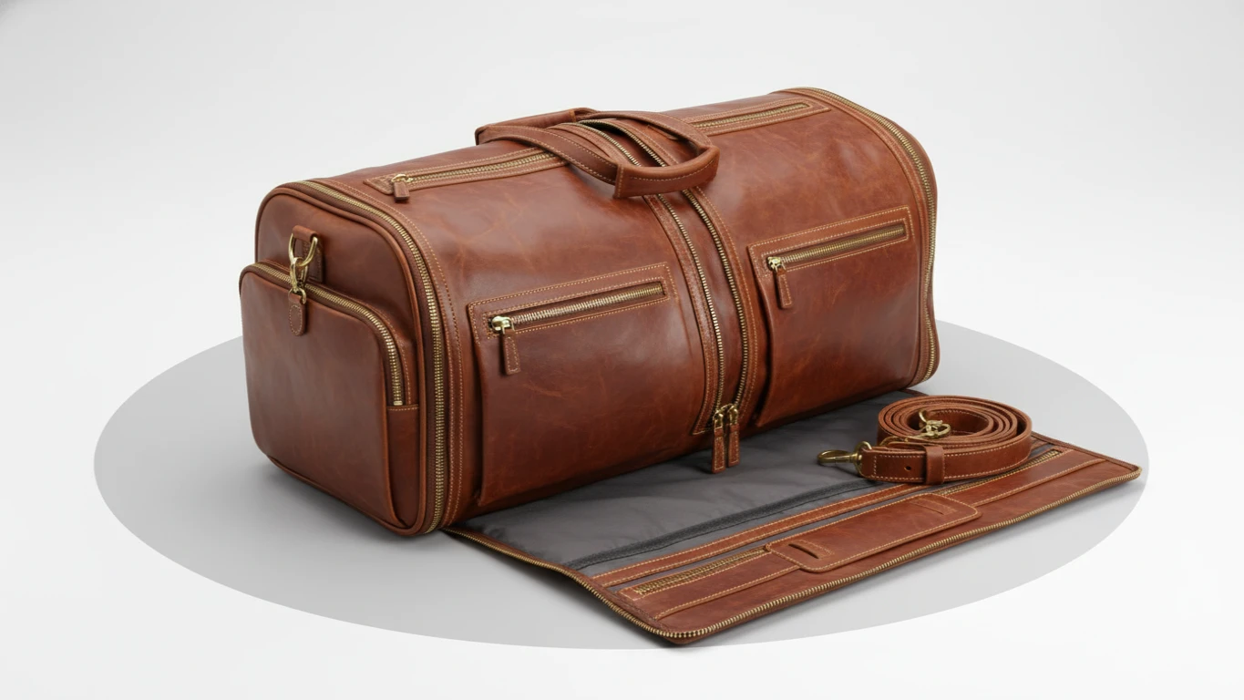 Leather Garment Duffel Bag