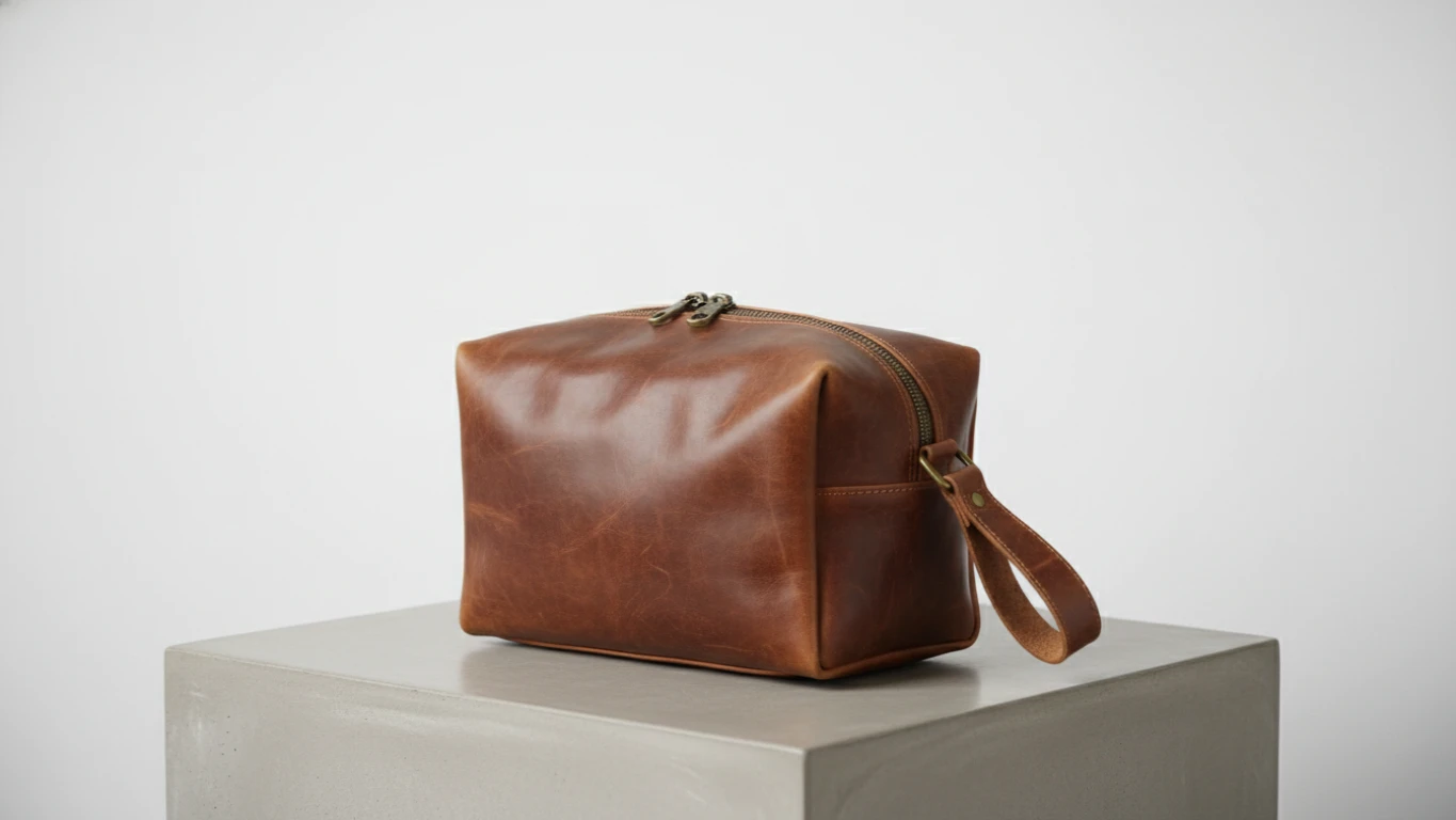 Luxury Toiletry Bag in Buffalo Leather