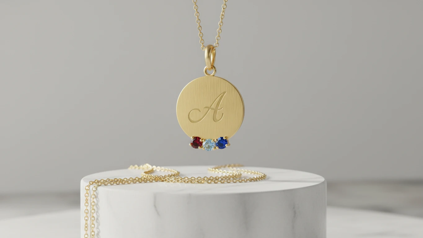 Personalized Birthstone Gold Pendant