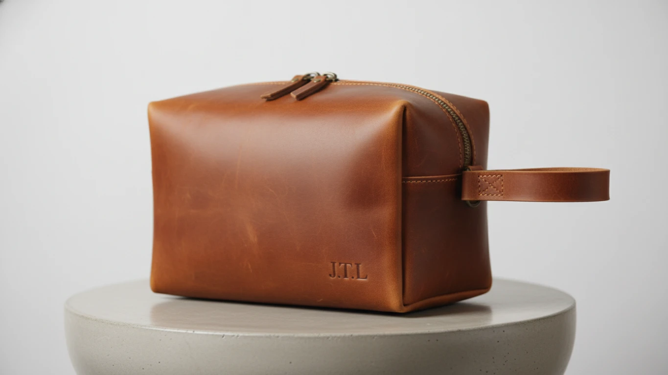 Personalized Leather Toiletry Bag