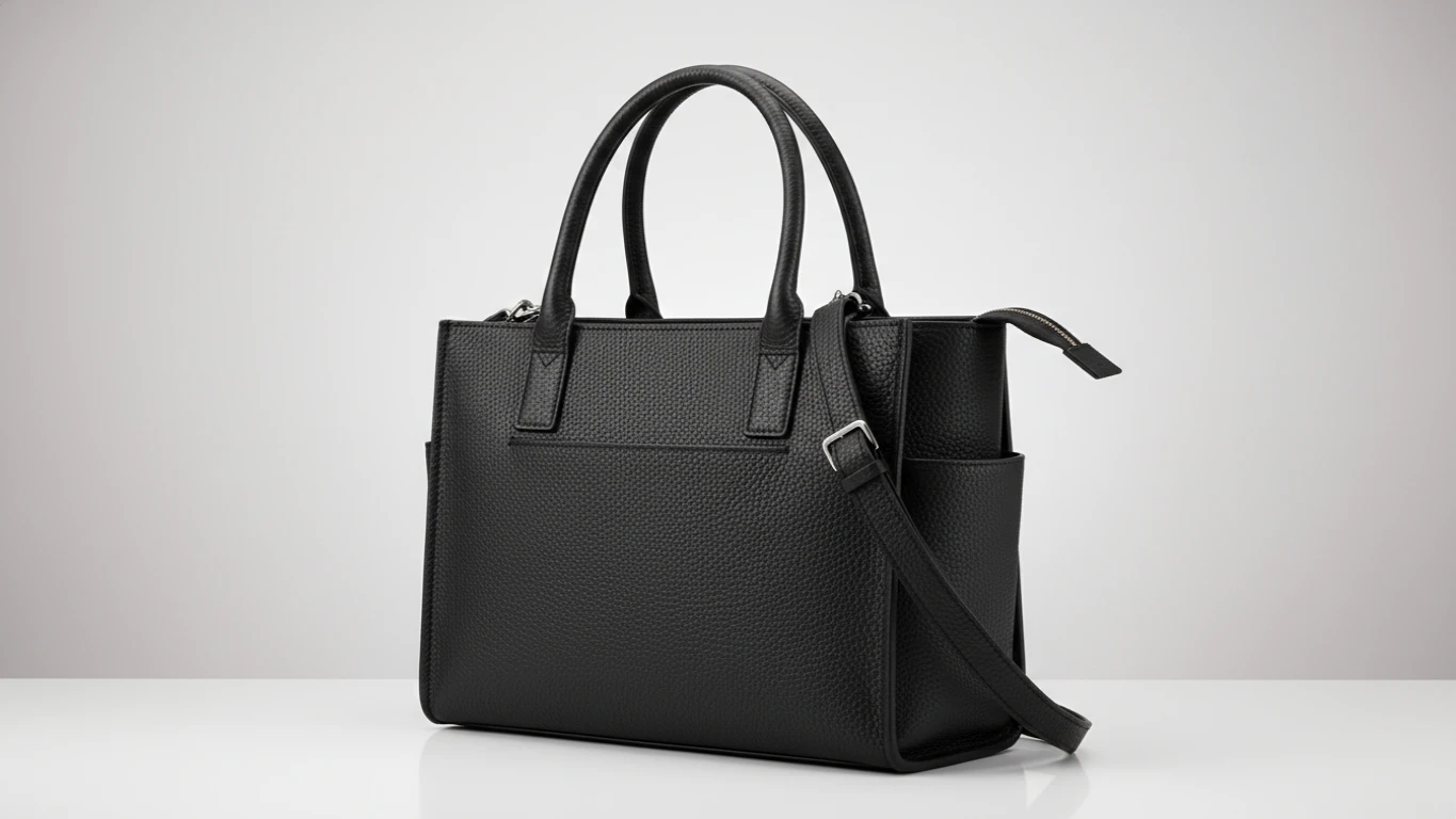 Structured Pebbled Leather Commuter Tote