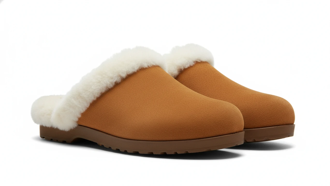 Suede Shearling-Lined Clog Slippers