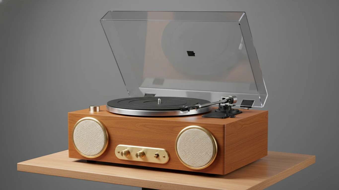 Vintage Style Turntable with Built-in Speakers