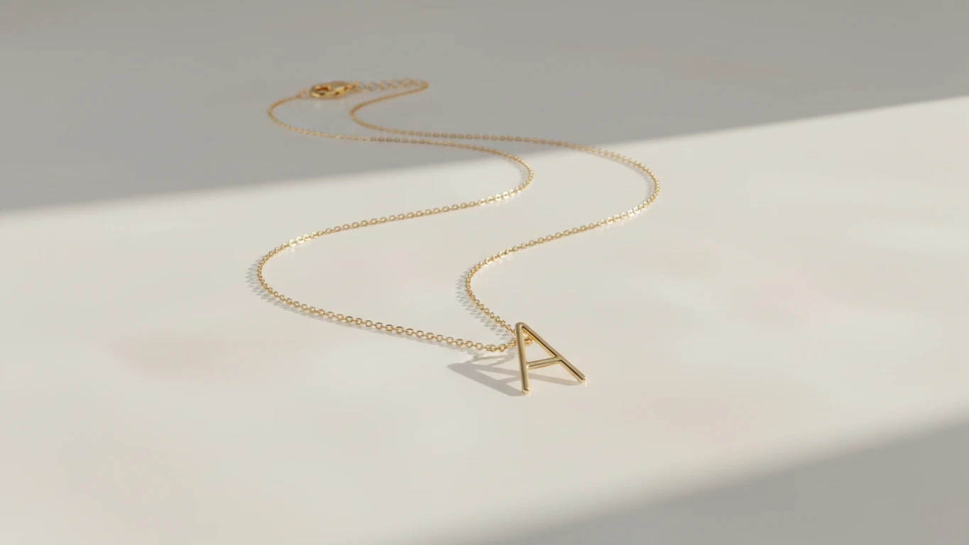14K Gold Minimalist Initial Necklace