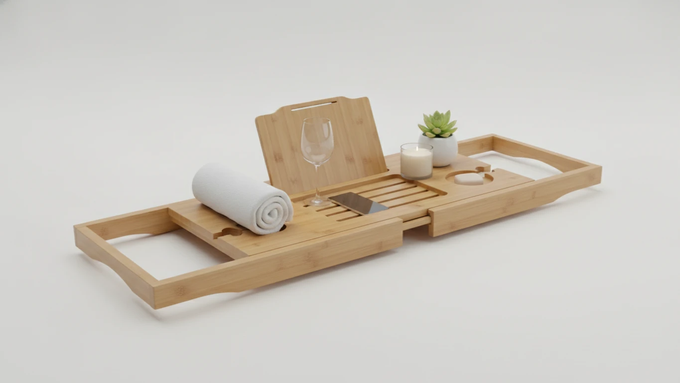Adjustable Bamboo Bathtub Caddy Tray