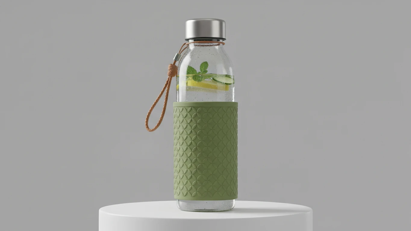 Aesthetic Glass Water Bottle with Sleeve