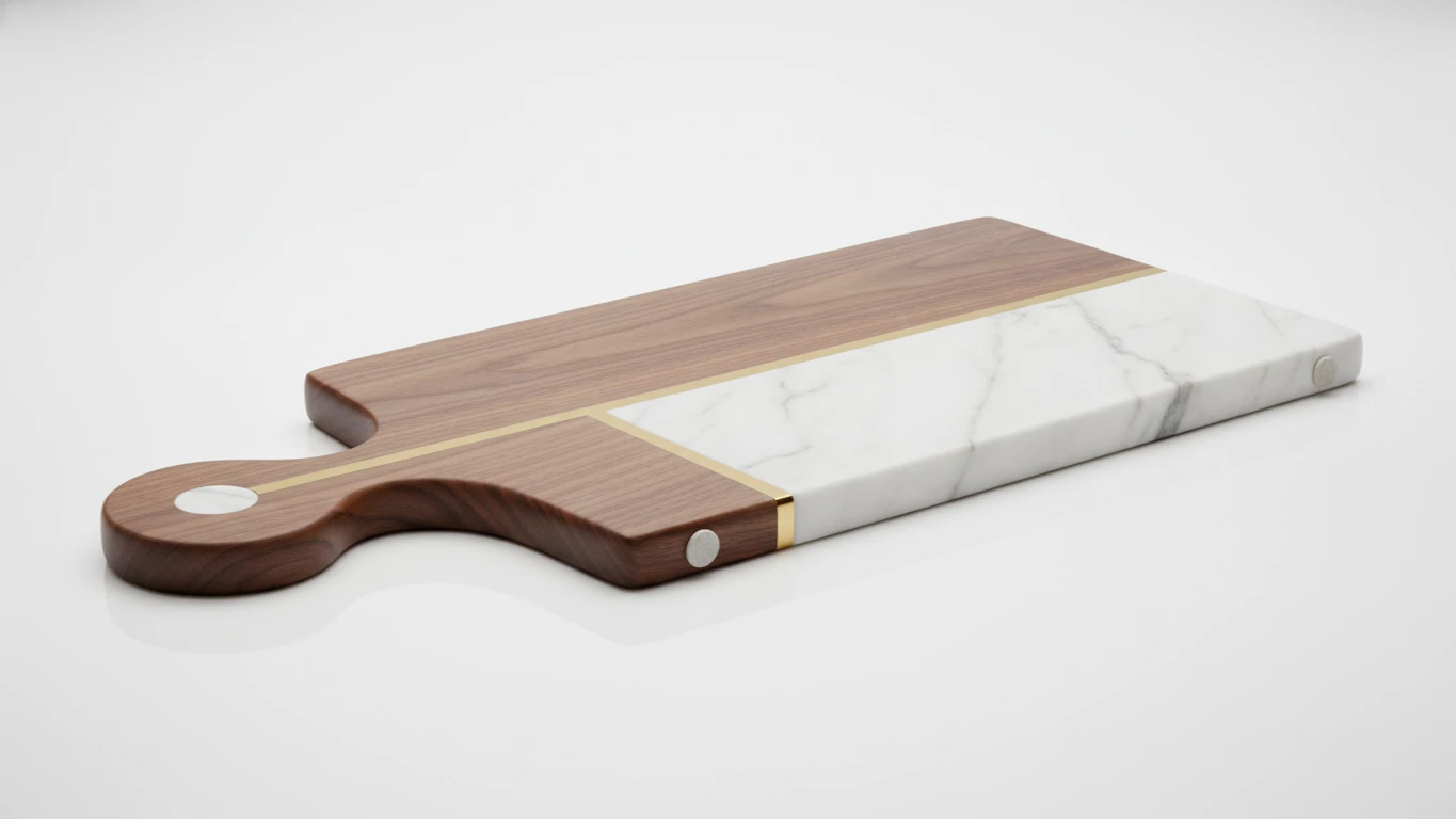 Artisan Wood and Marble Serving Board