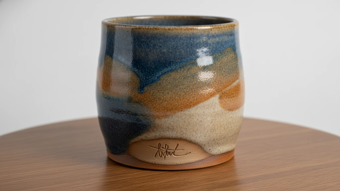 Artist-Signed Stoneware Coffee Mug