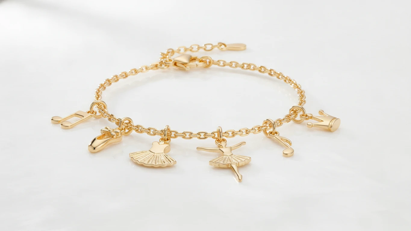Ballerina-Inspired Gold Charm Bracelet