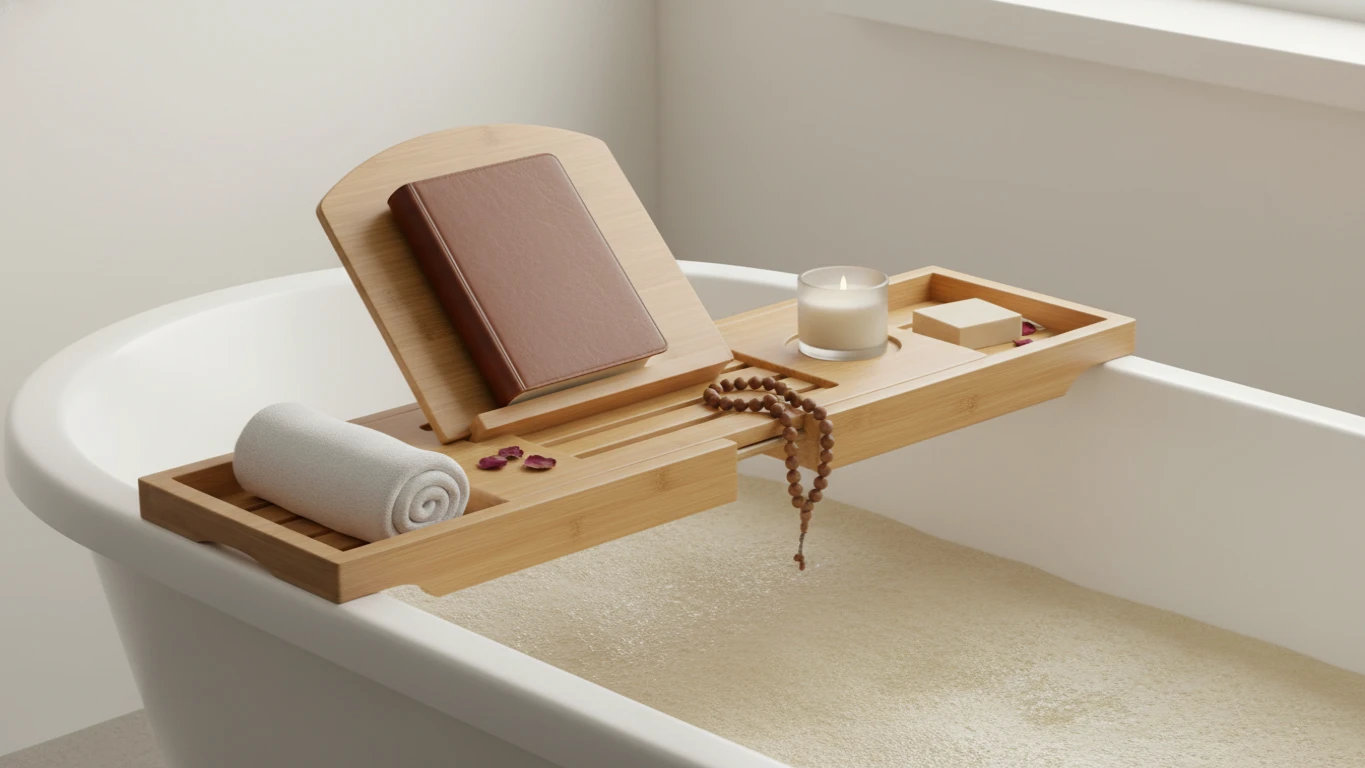Bamboo Bathtub Caddy for Prayer and Reading