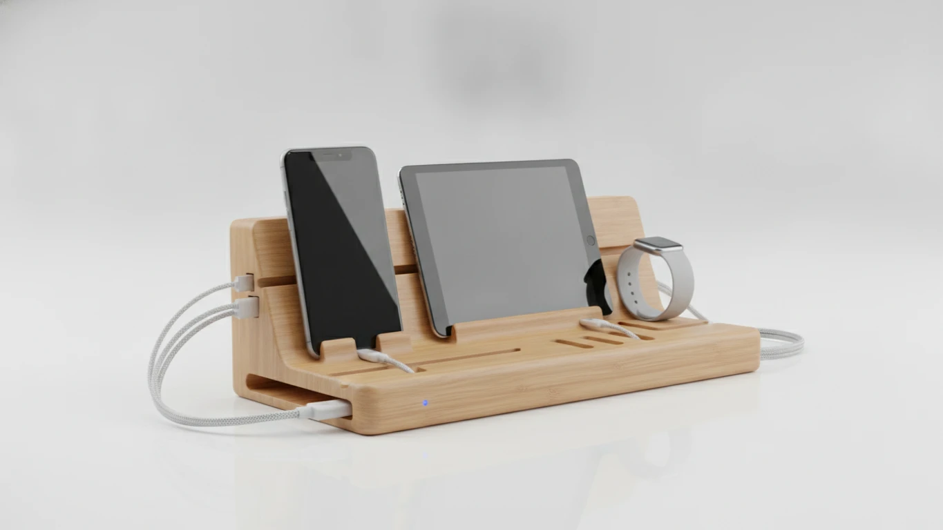 Bamboo Desktop Charging Docking Station
