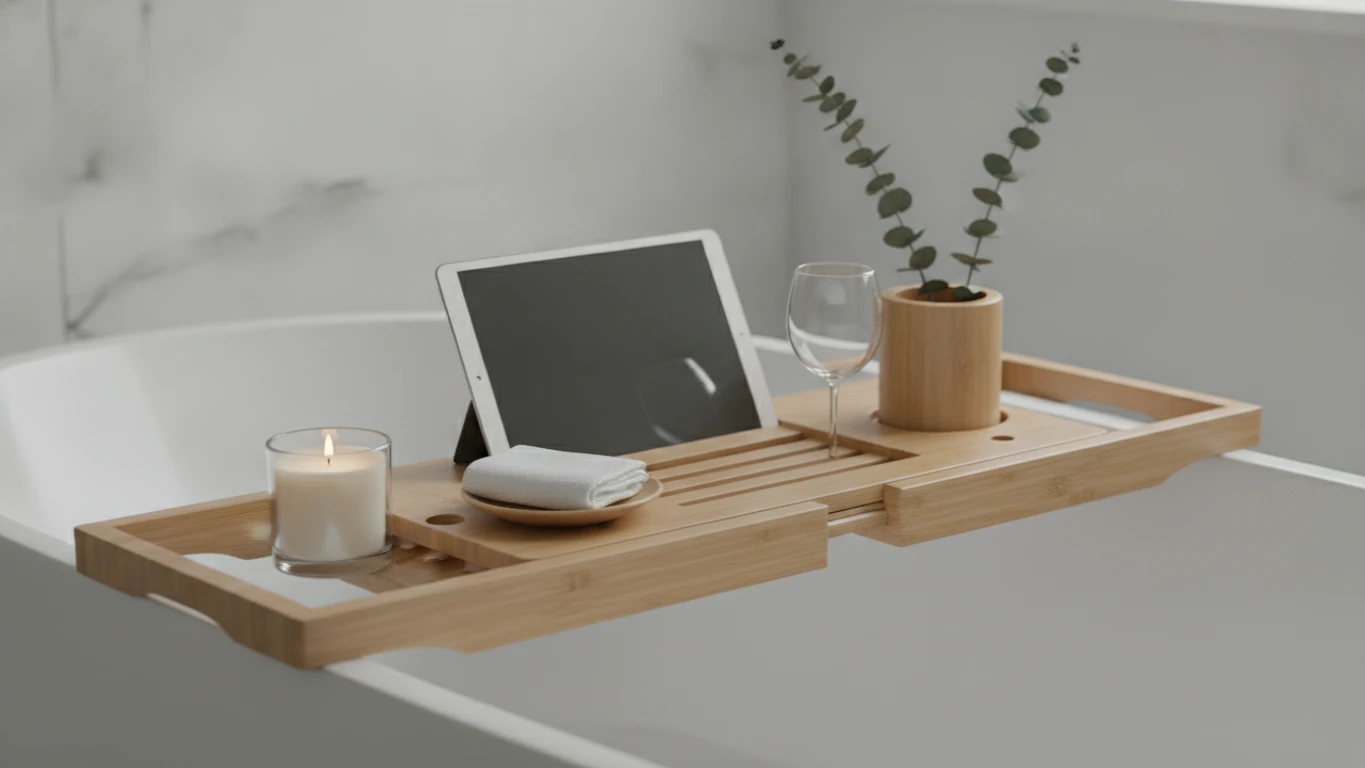 Bamboo Expandable Bath Caddy