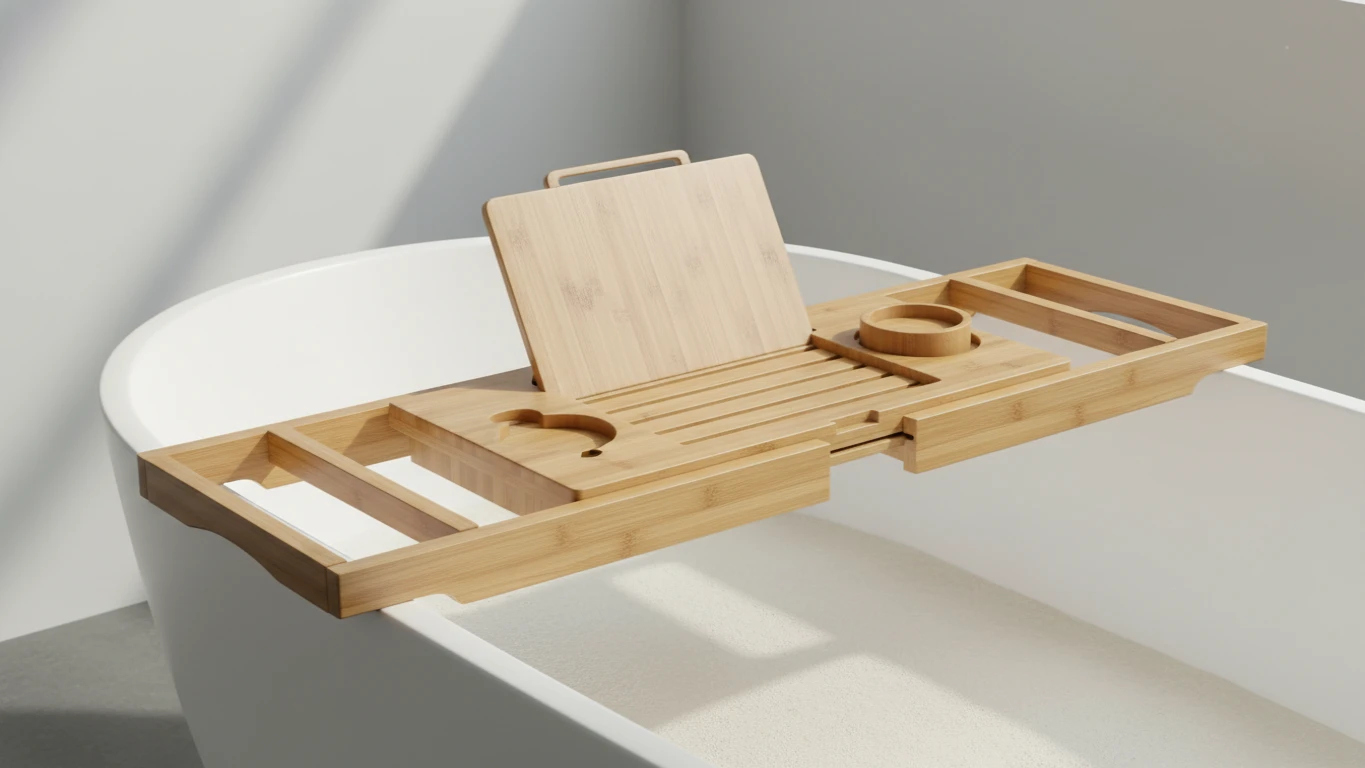 Bamboo Expandable Bathtub Caddy