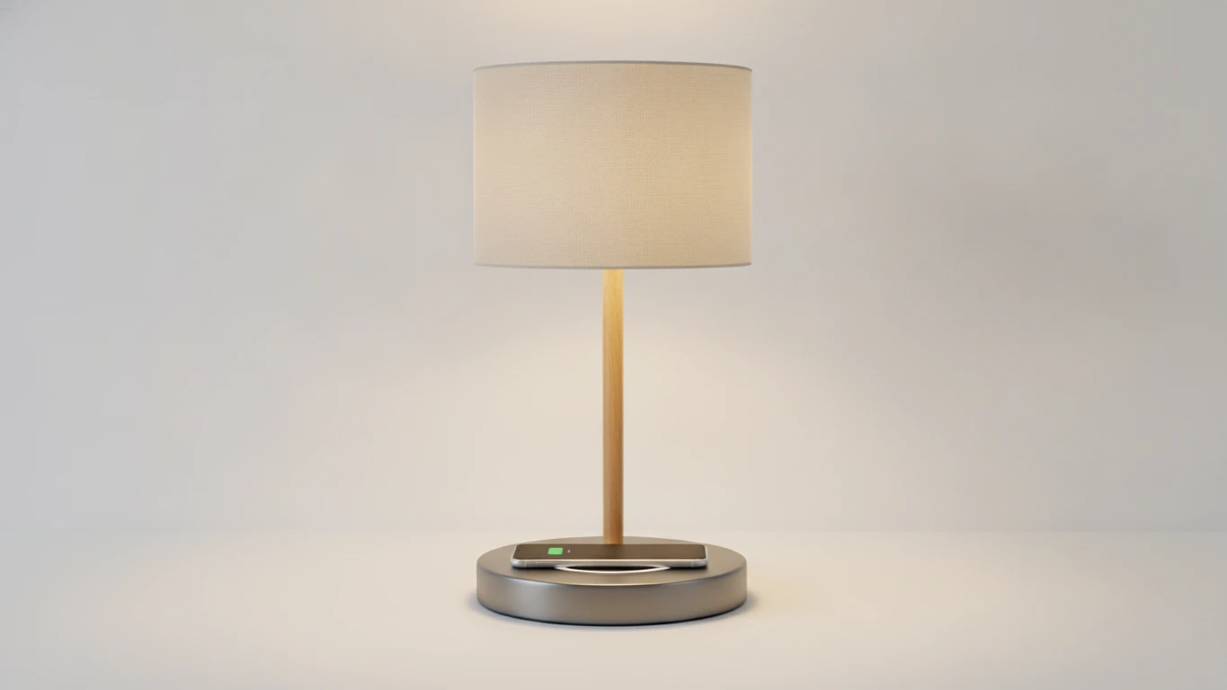 Bedside Lamp with Integrated Wireless Charging