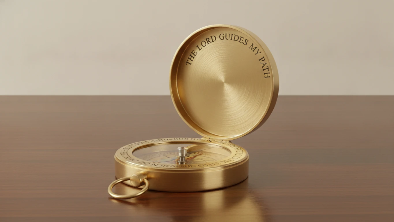 Brass Compass with Scripture Engraving