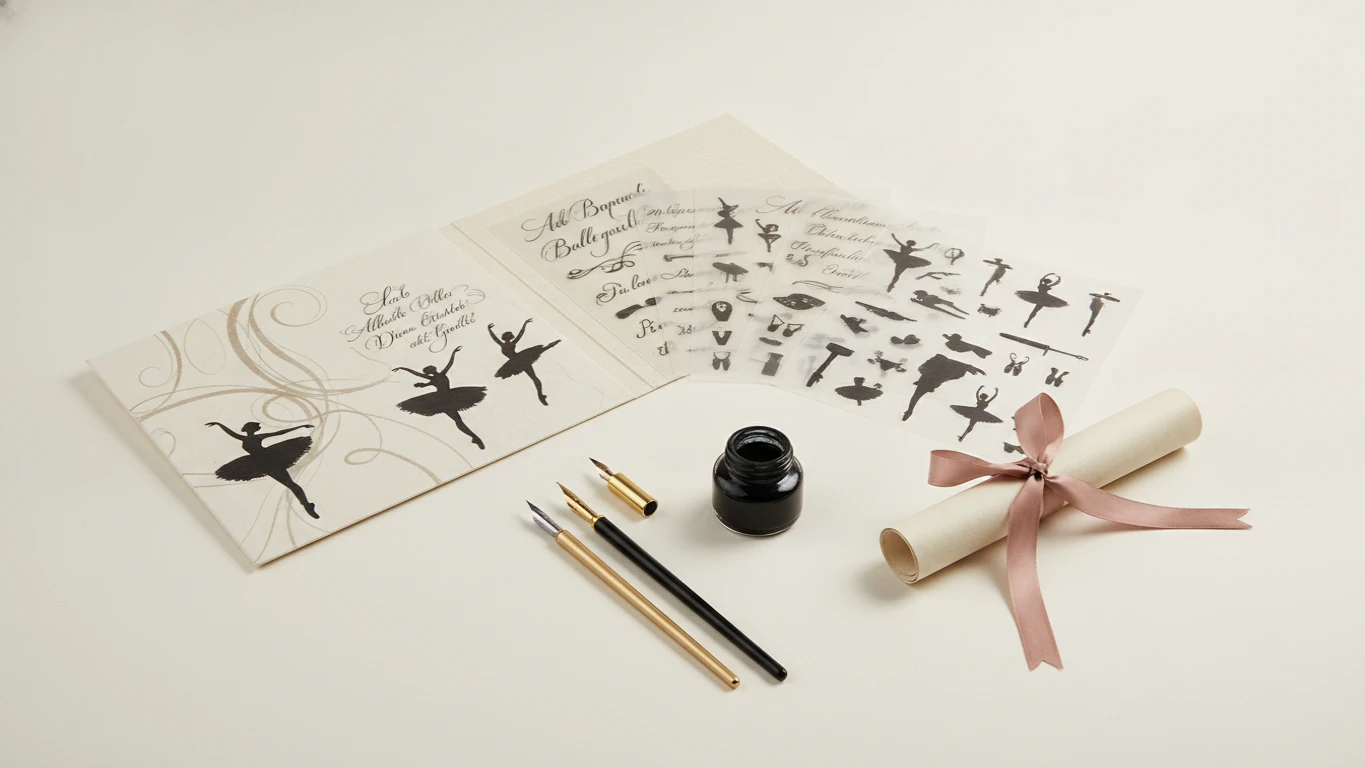 Calligraphy & Ballet Sticker Stationery Set