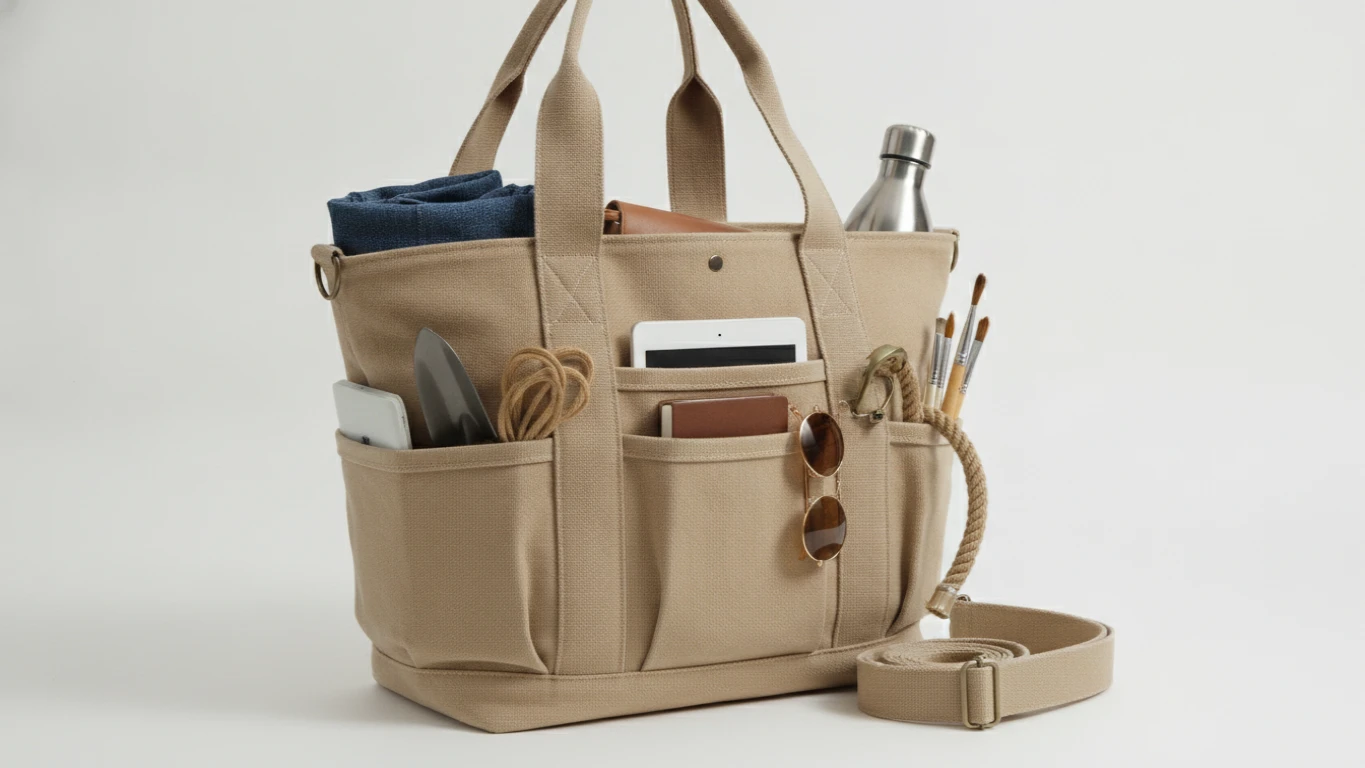 Canvas Multi-Pocket Utility Tote
