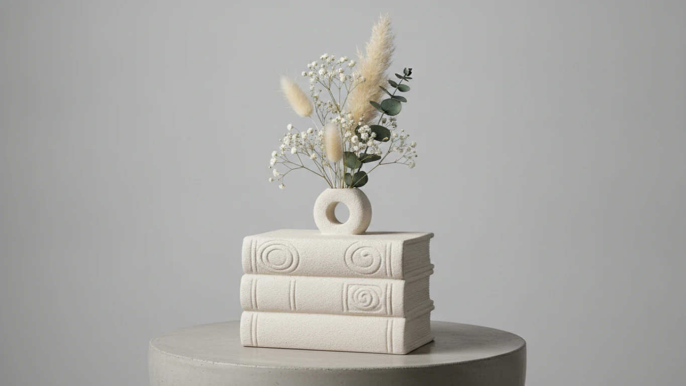 Ceramic Book-Shaped Aesthetic Flower Vase