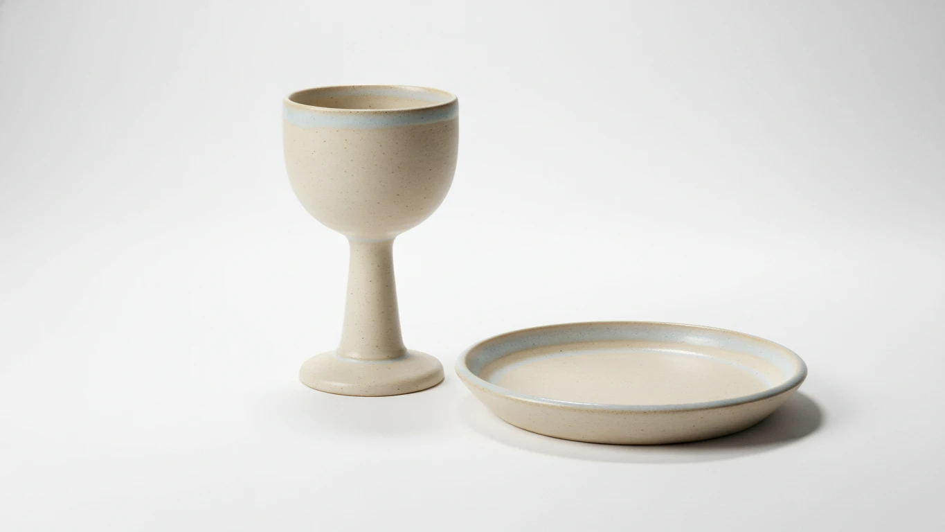 Ceramic Communion Cup and Plate Set