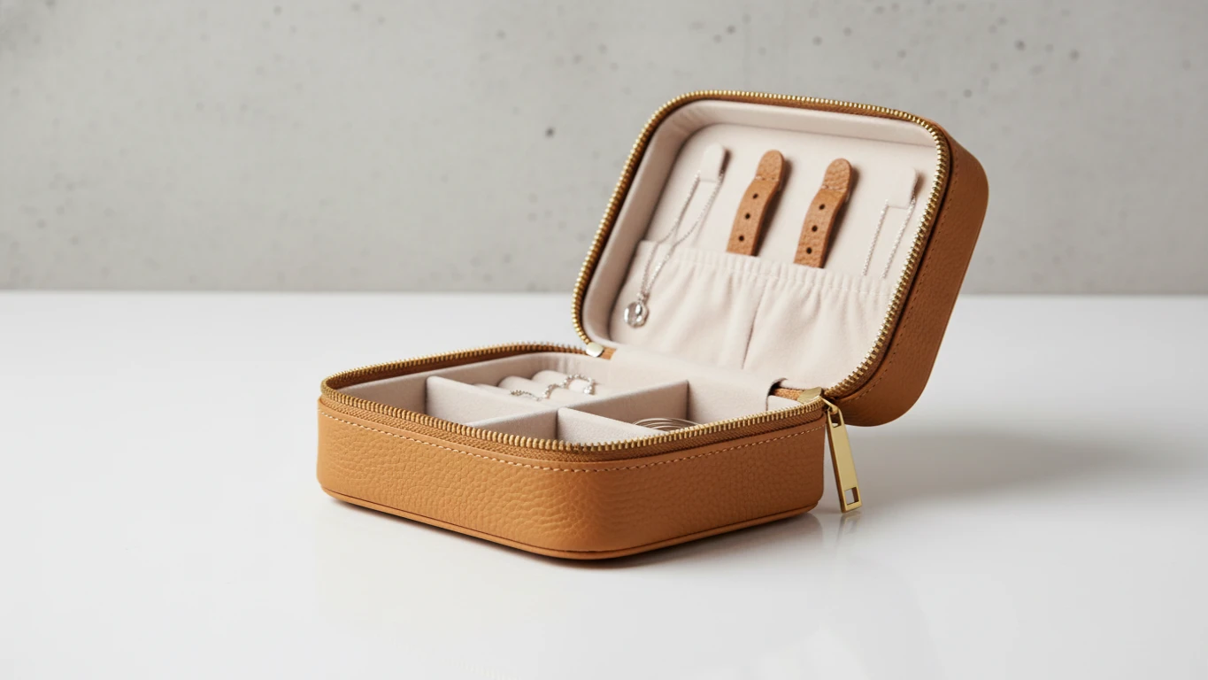 Compact Leather Travel Jewelry Organizer