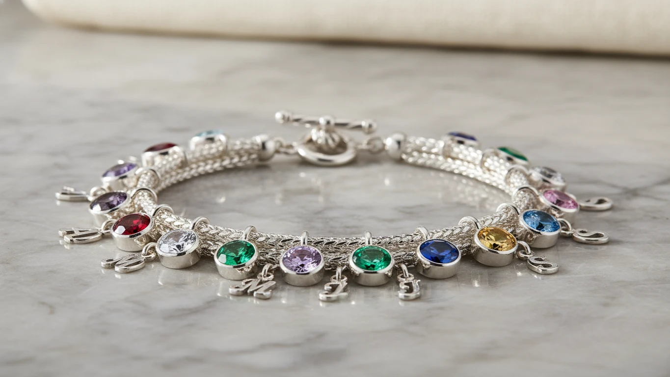 Custom Birthstone Charm Bracelet
