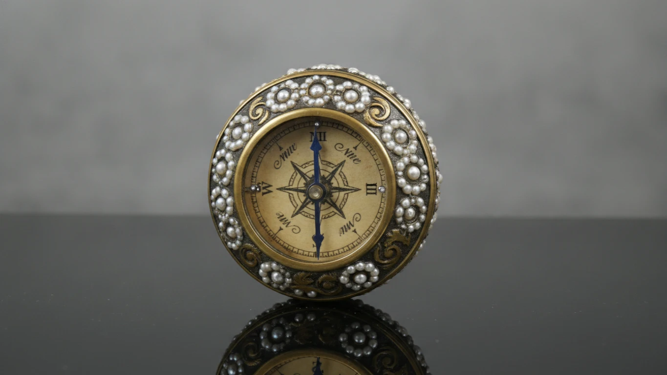 Decorative Brass and Pearl Compass