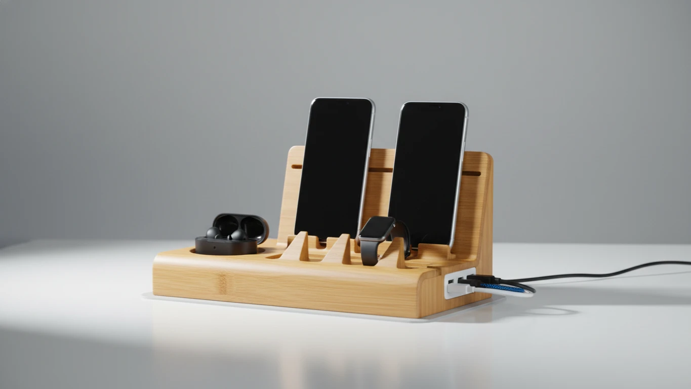 Desktop Bamboo Charging Station