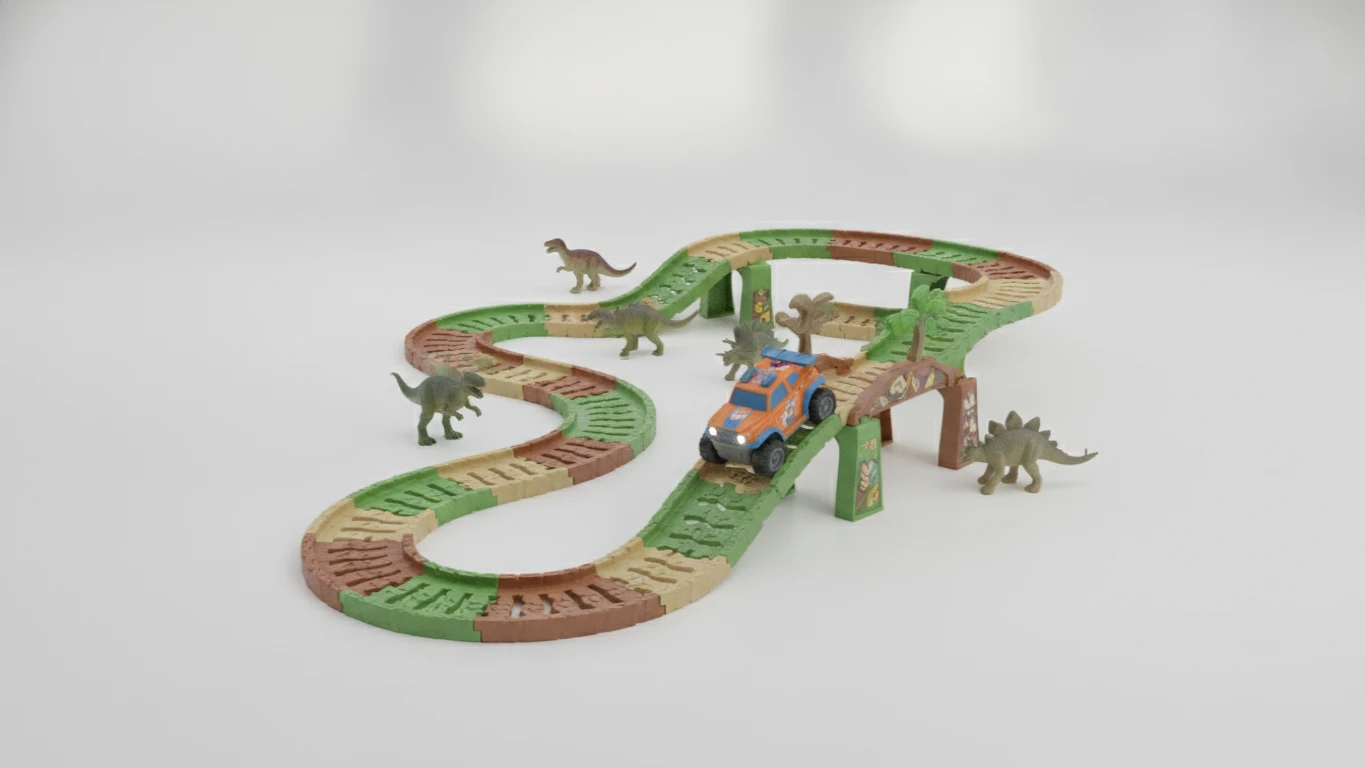 Dinosaur-Themed Flexible Race Track