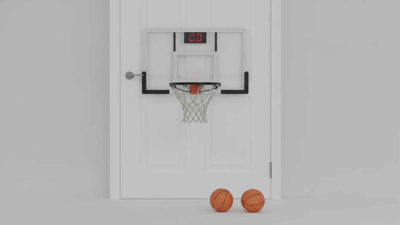 Electronic Scoring Over-the-Door Basketball Hoop