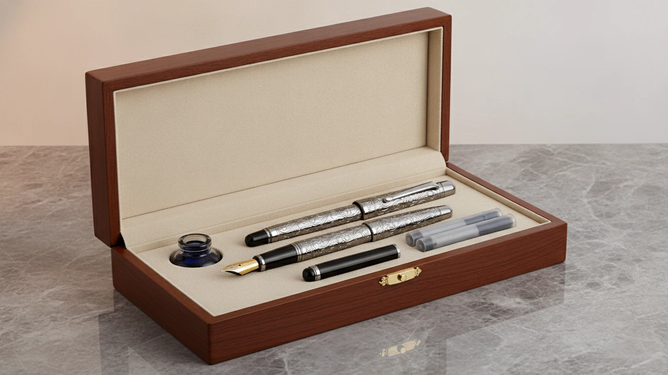 Elegant Engraved Fountain Pen Set