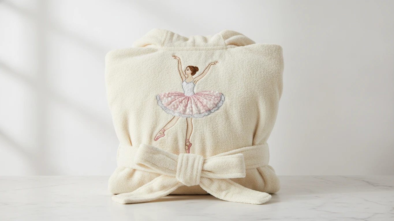 Embroidered Ballerina Hooded Spa Robe