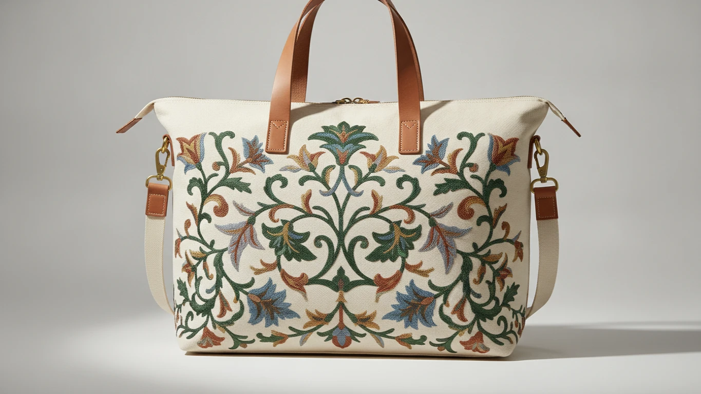 Embroidered Canvas Weekender Tote
