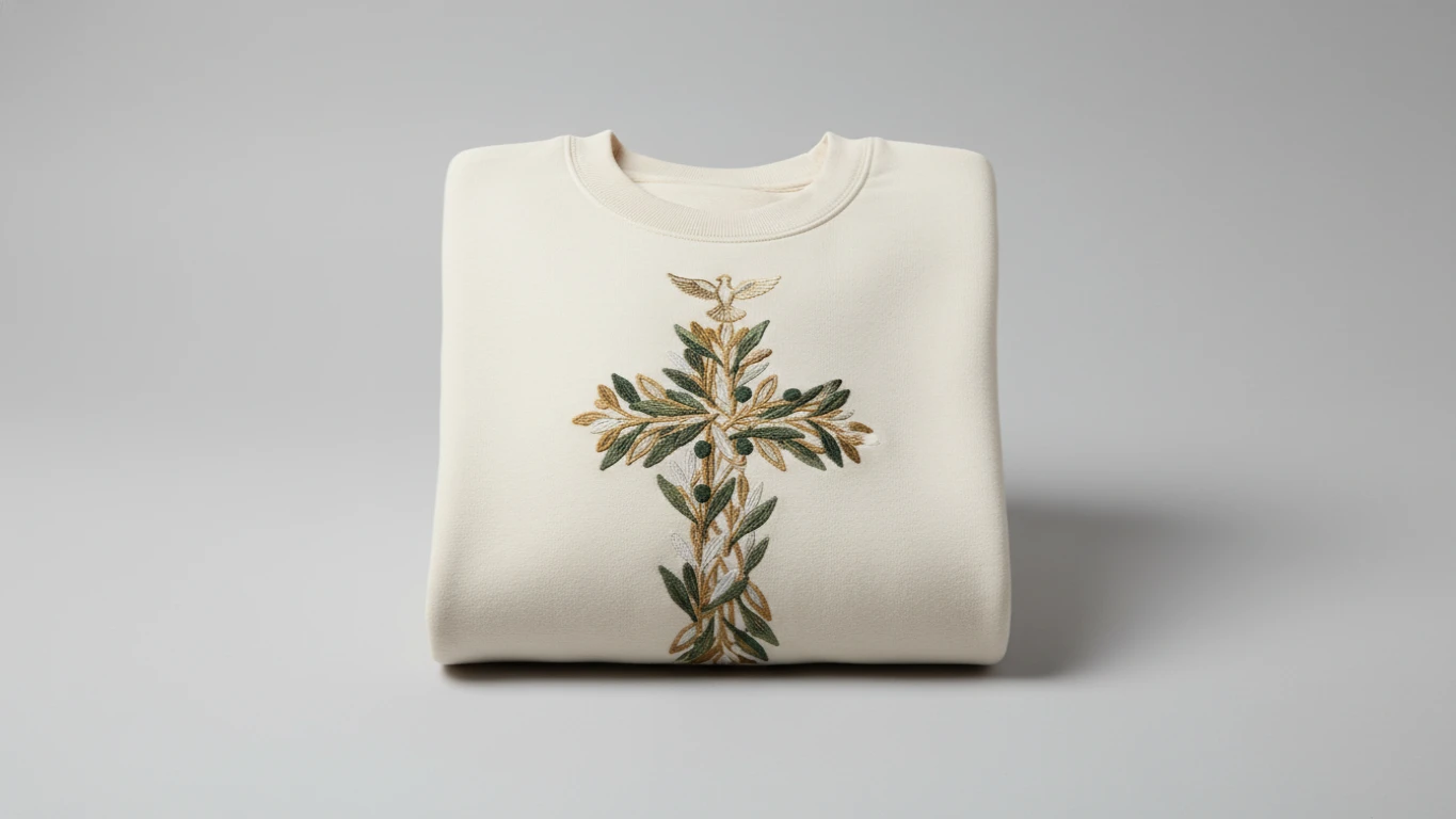 Embroidered Faith-Themed Sweatshirt