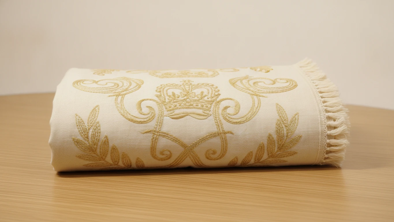 Embroidered Golden Jubilee Cotton Throw