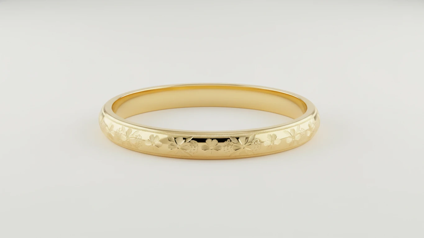 Engraved 14K Gold Baby Bangle