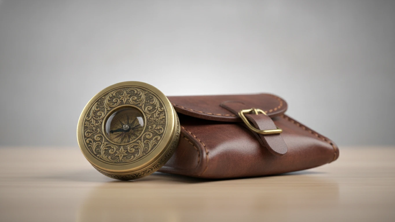 Engraved Compass with Leather Pouch