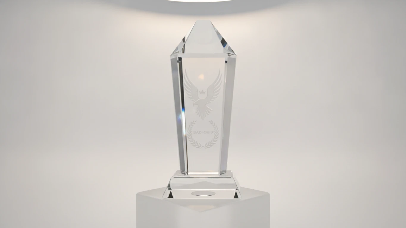 Engraved Crystal Leadership Trophy