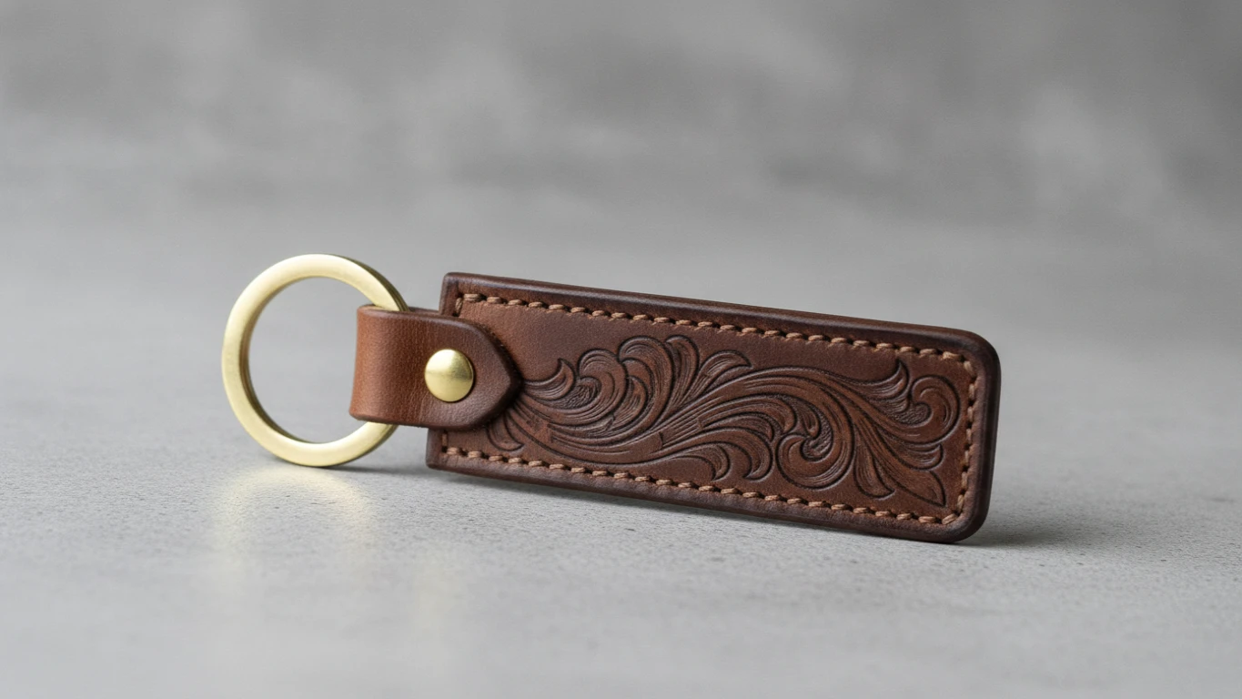 Engraved Genuine Leather Keychain