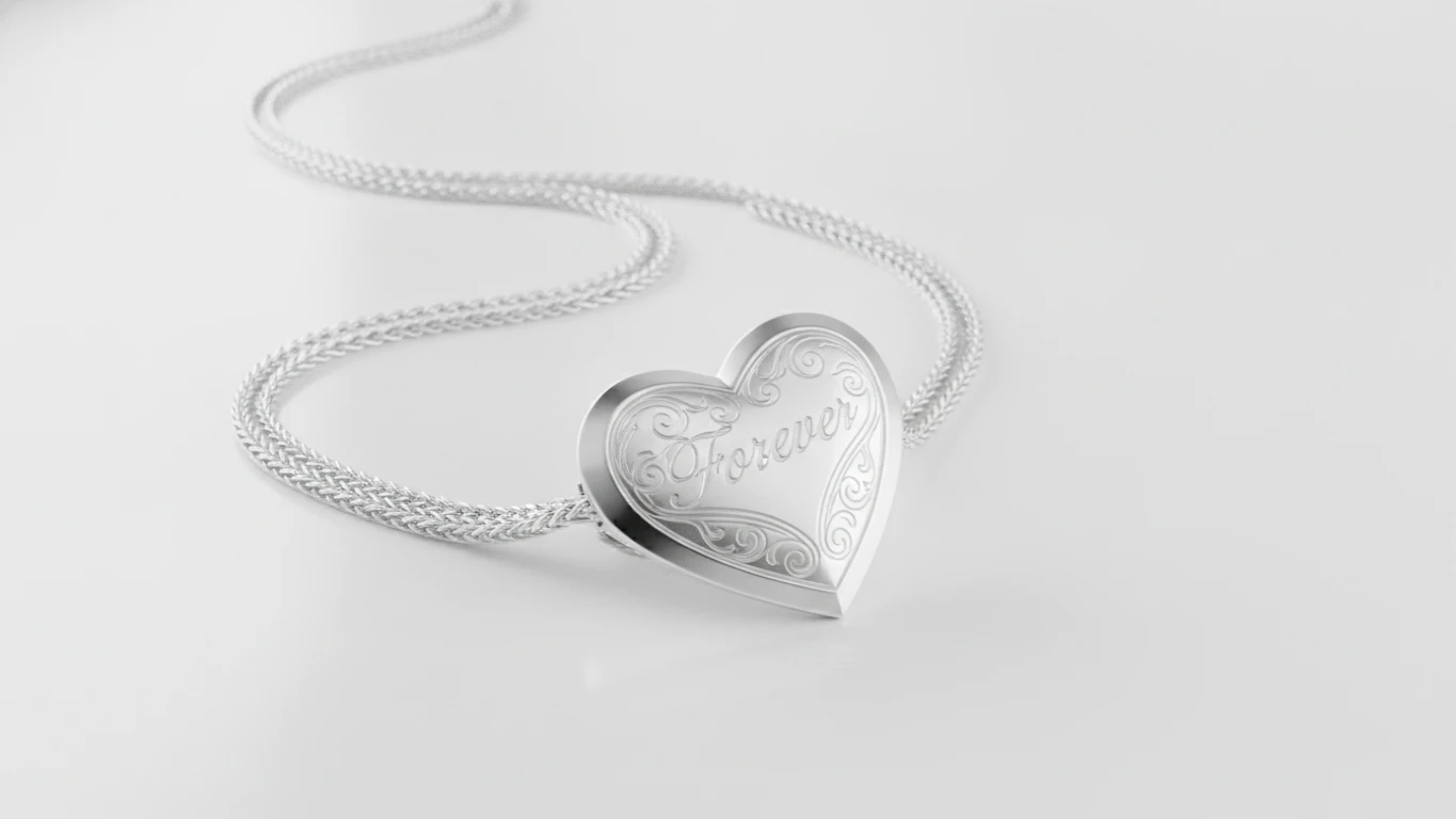 Engraved Heart Pendant Necklace