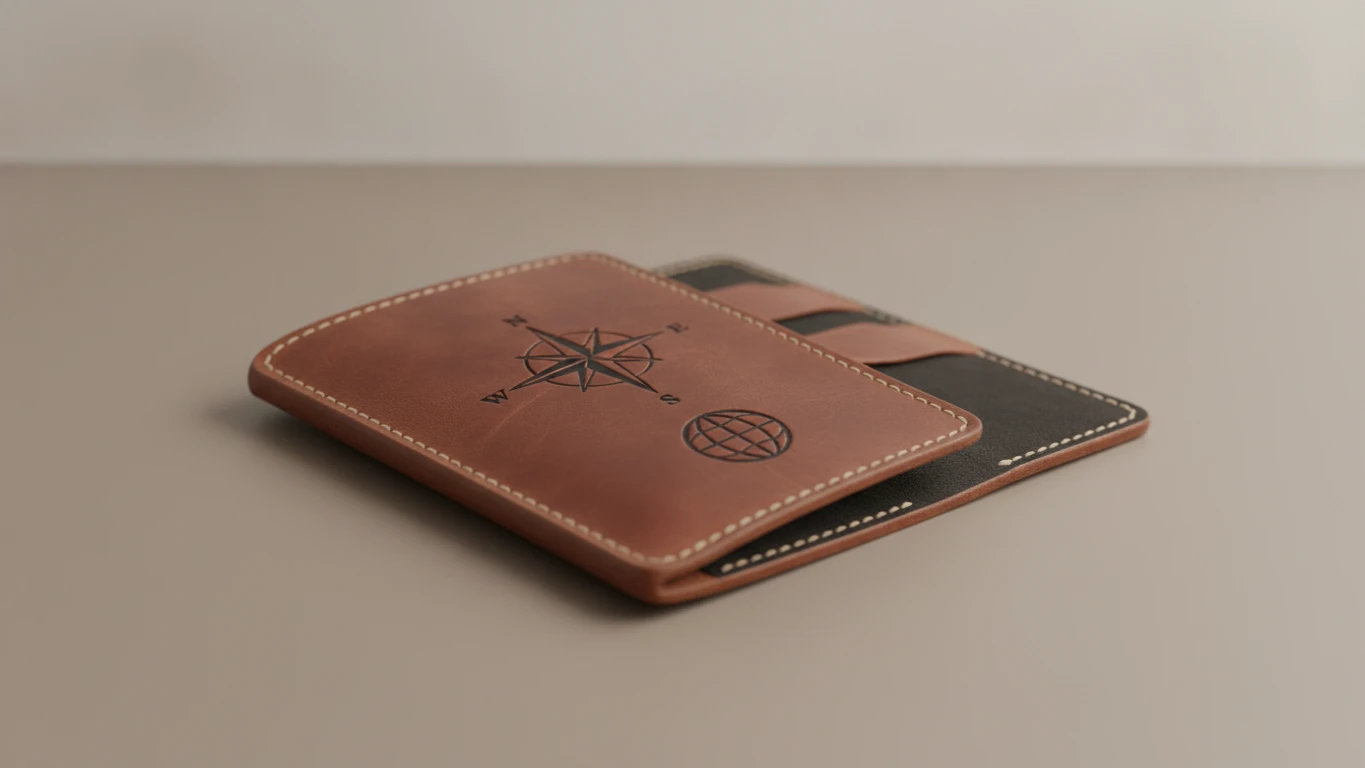 Engraved Leather Passport Cover