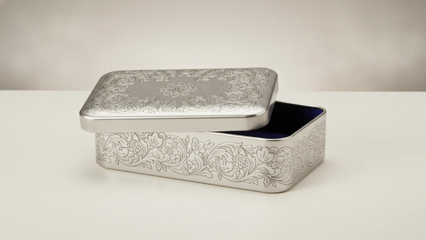 Engraved Tin Memory Keepsake Box