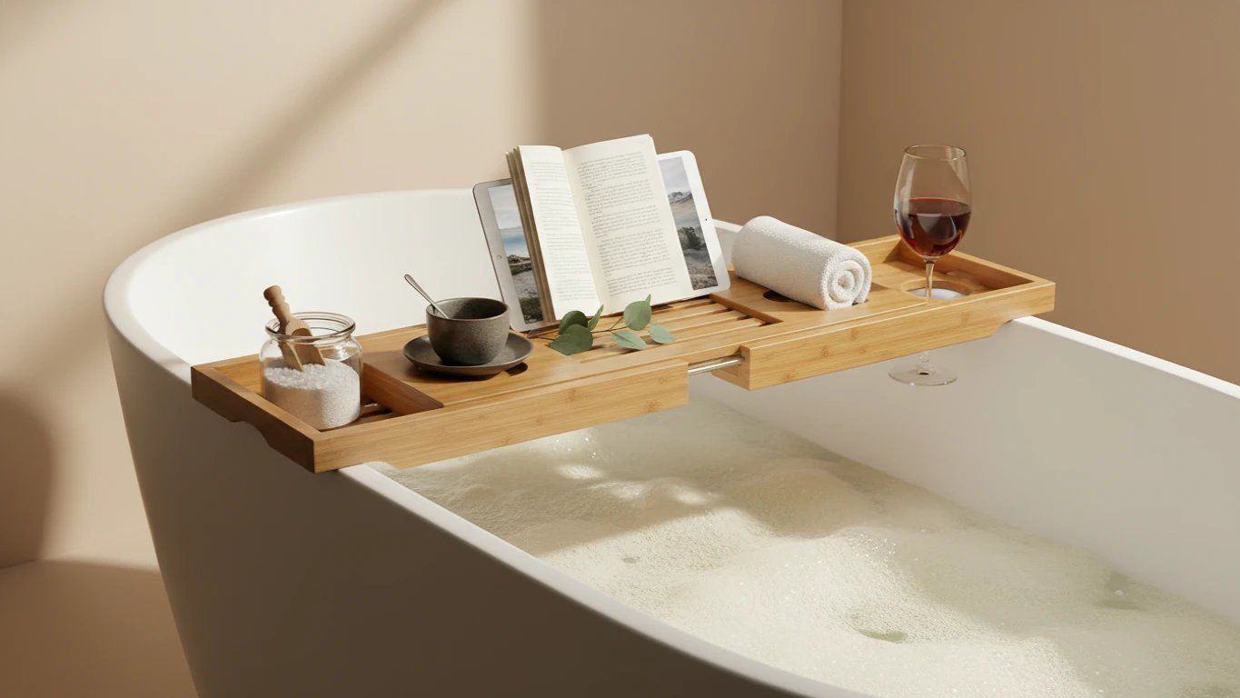 Expandable Bamboo Bathtub Caddy