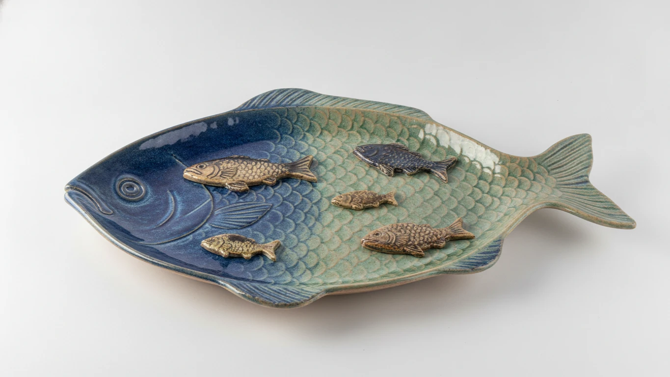 Fish-Themed Ceramic Serving Platter