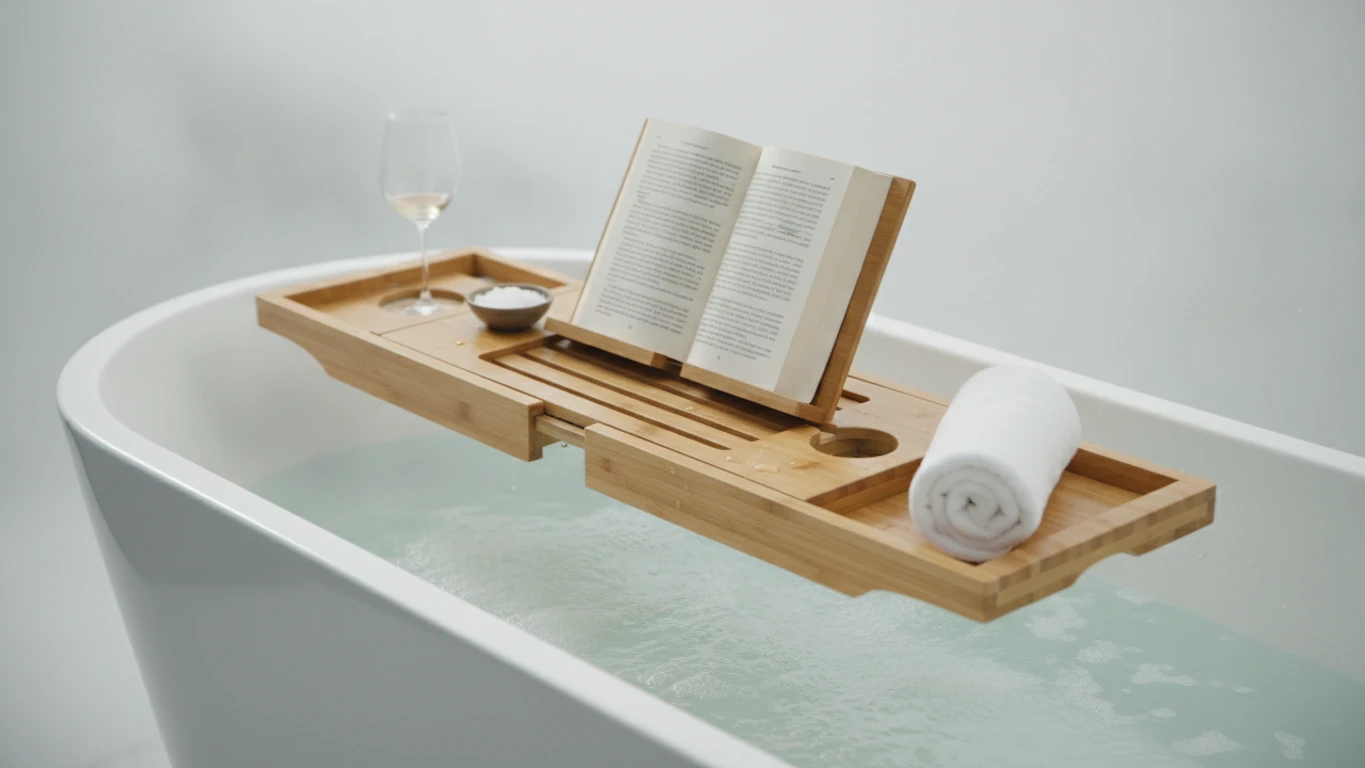 Floating Bath Shelf with Book Stand
